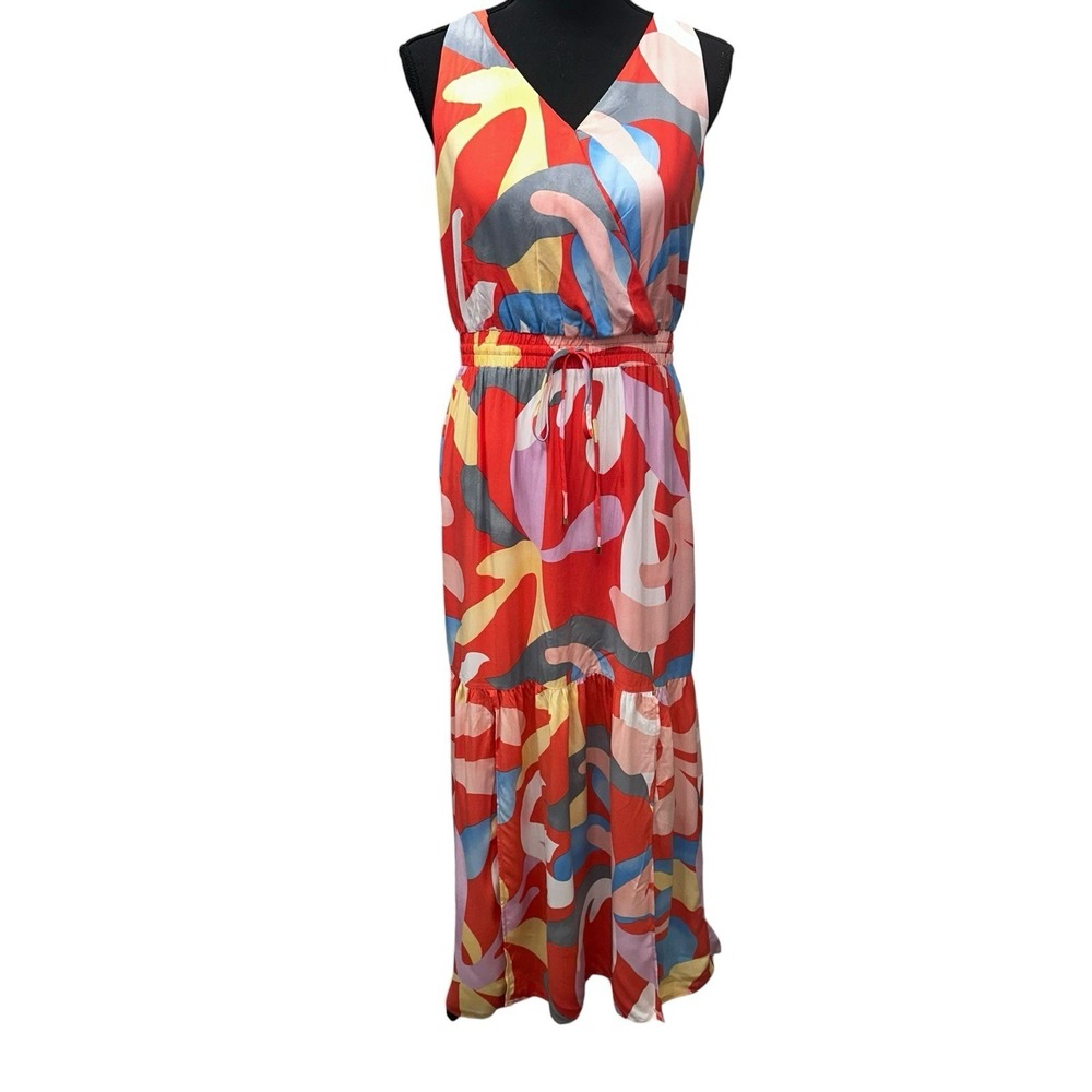 Rachel‎ Zoe Abstract Print Maxi Dress Size M Sleeveless Beachy Resort Cruise NWT